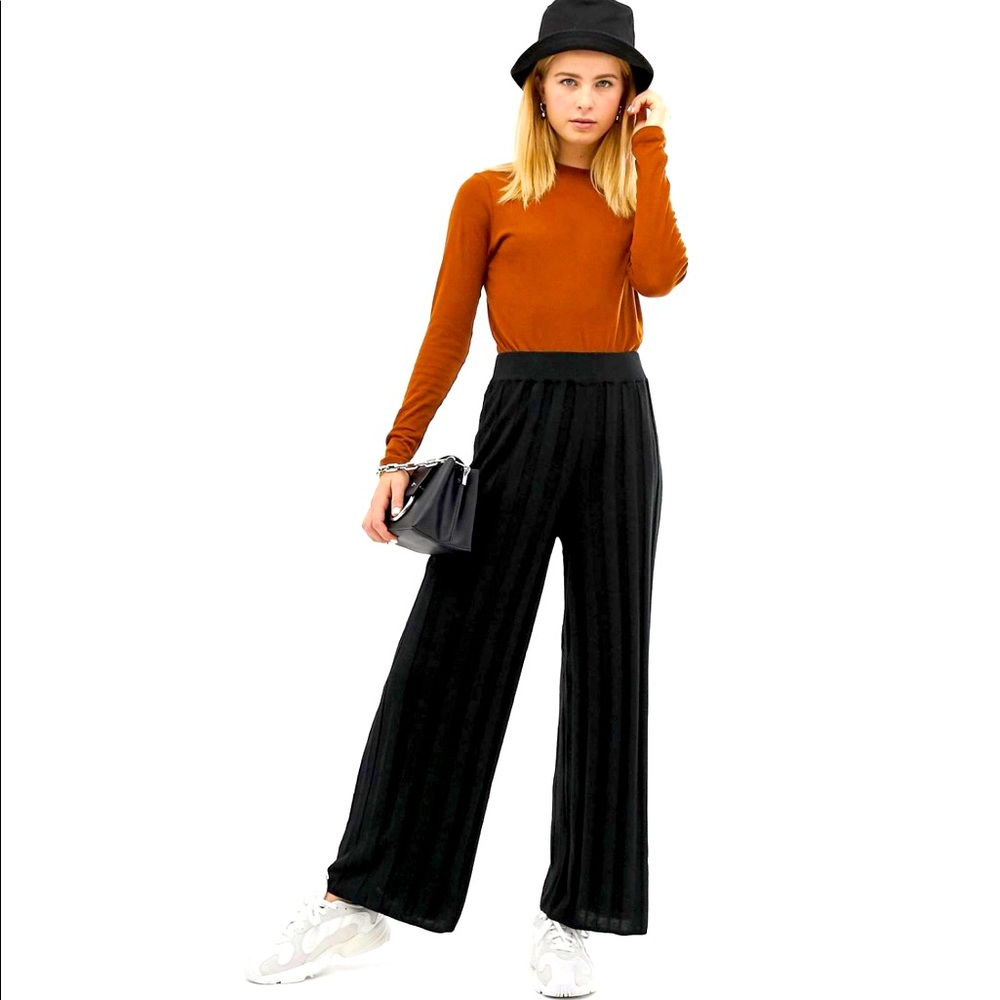 ASOS design knitted wide leg pants with deep rib
